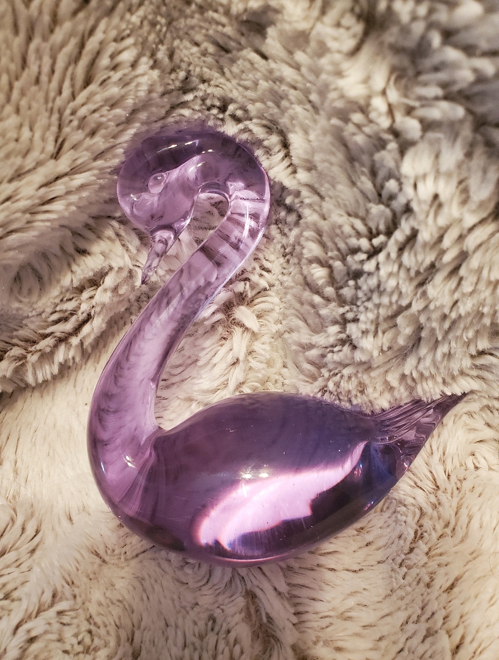 Vintage Konstglas Ronneby Sweden Lavender Purple Art Glass Swan Bird Figurine
